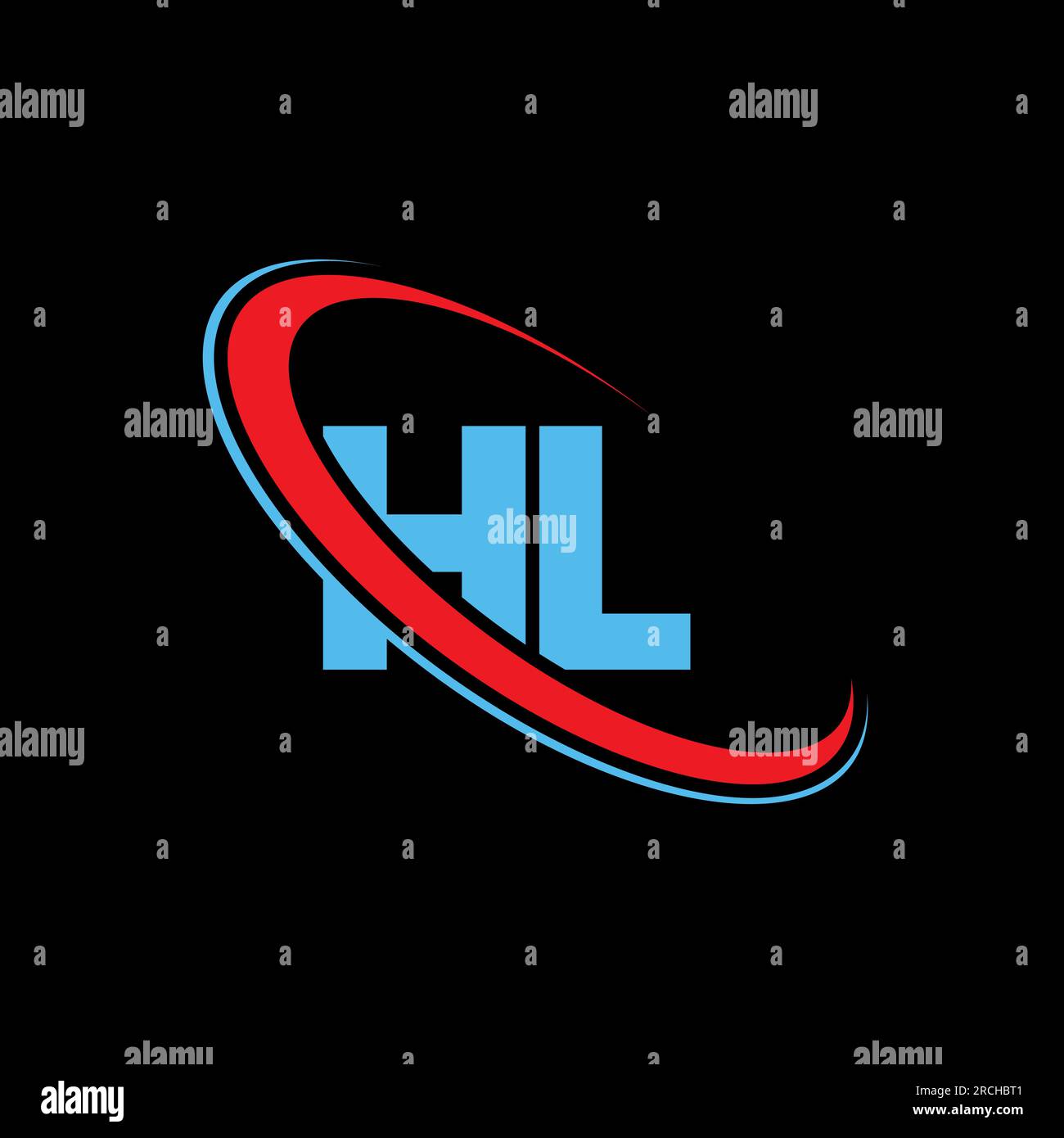 Logo HL H L lettre. Lettre initiale HL cercle lié majuscule monogramme logo rouge et bleu. Logo HL, design H L. hl, h l Illustration de Vecteur