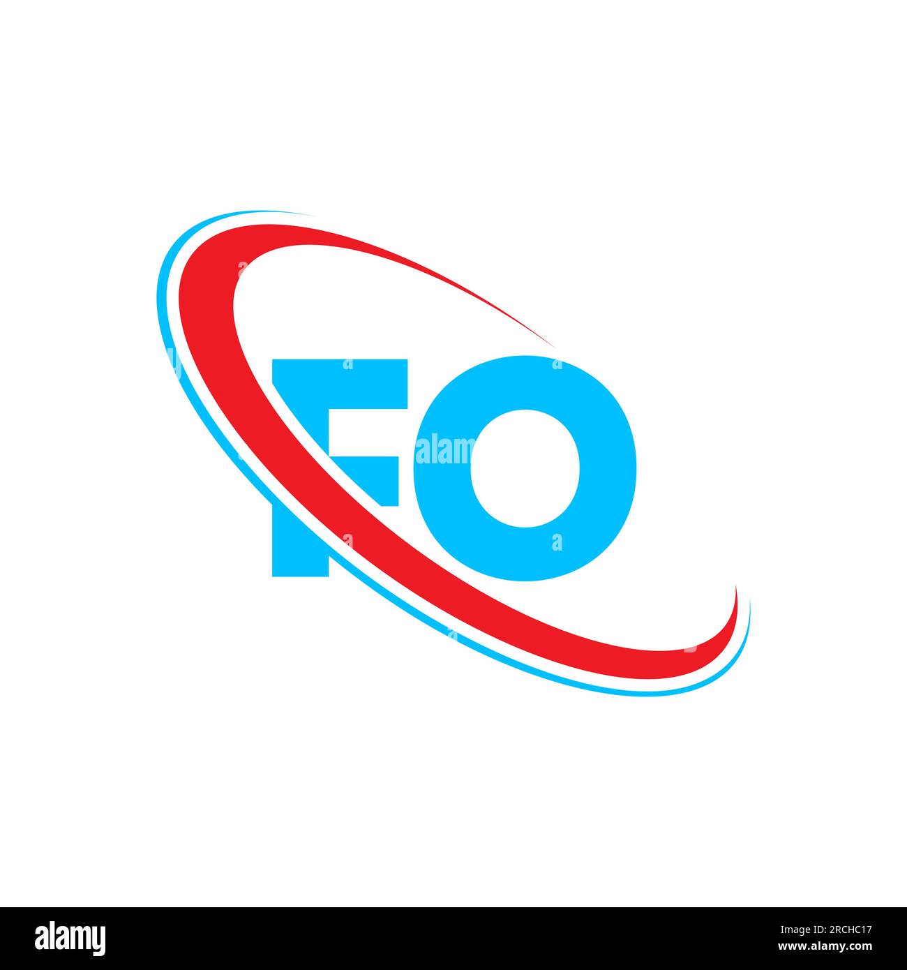 Logo FO F O lettre. Lettre initiale FO cercle lié supercase monogramme logo rouge et bleu. Logo FO, conception F O. Illustration de Vecteur