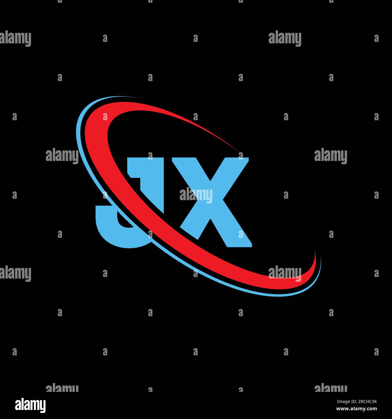 Logo JX J X lettre. Lettre initiale JX cercle lié supercase monogramme logo rouge et bleu. Logo JX, design J X. Illustration de Vecteur