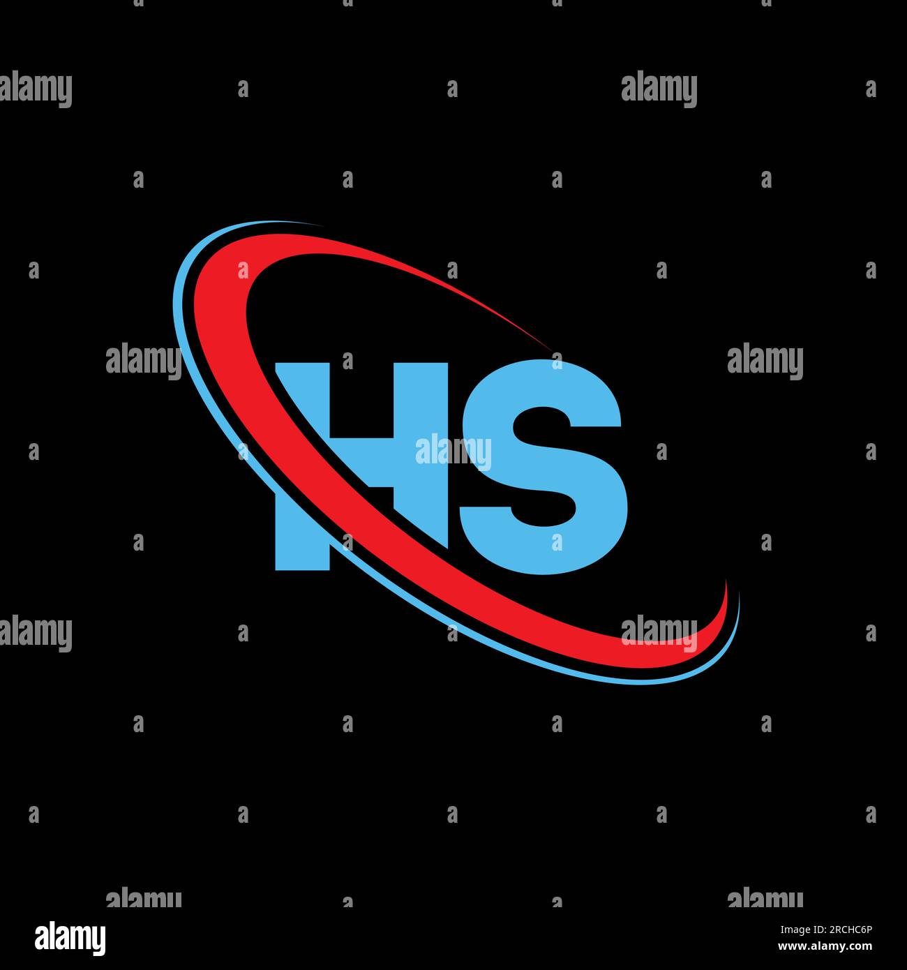Logo lettre HS H S. Lettre initiale HZ cercle supercase logo monogramme rouge et bleu. Logo HS, design H S. Illustration de Vecteur