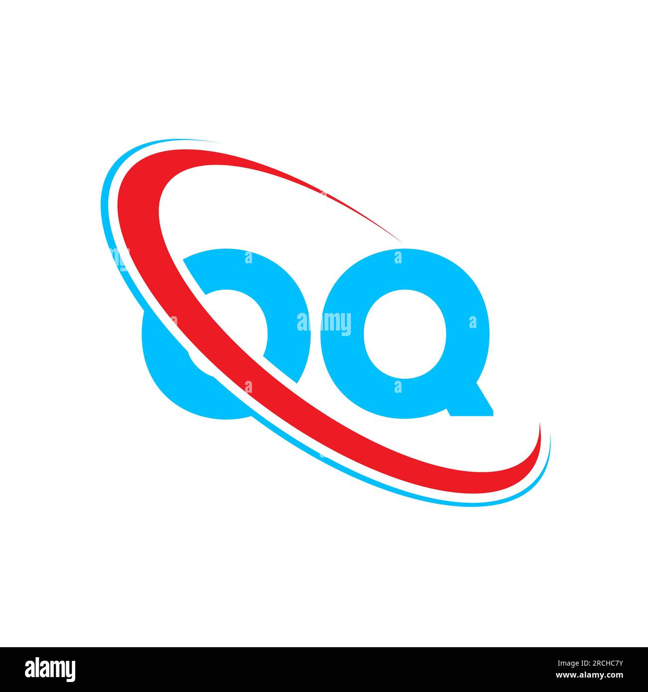 Conception de logo de lettre OQ O Q. Lettre initiale OQ cercle lié supercase monogramme logo rouge et bleu. Logo OQ, O Q design Illustration de Vecteur
