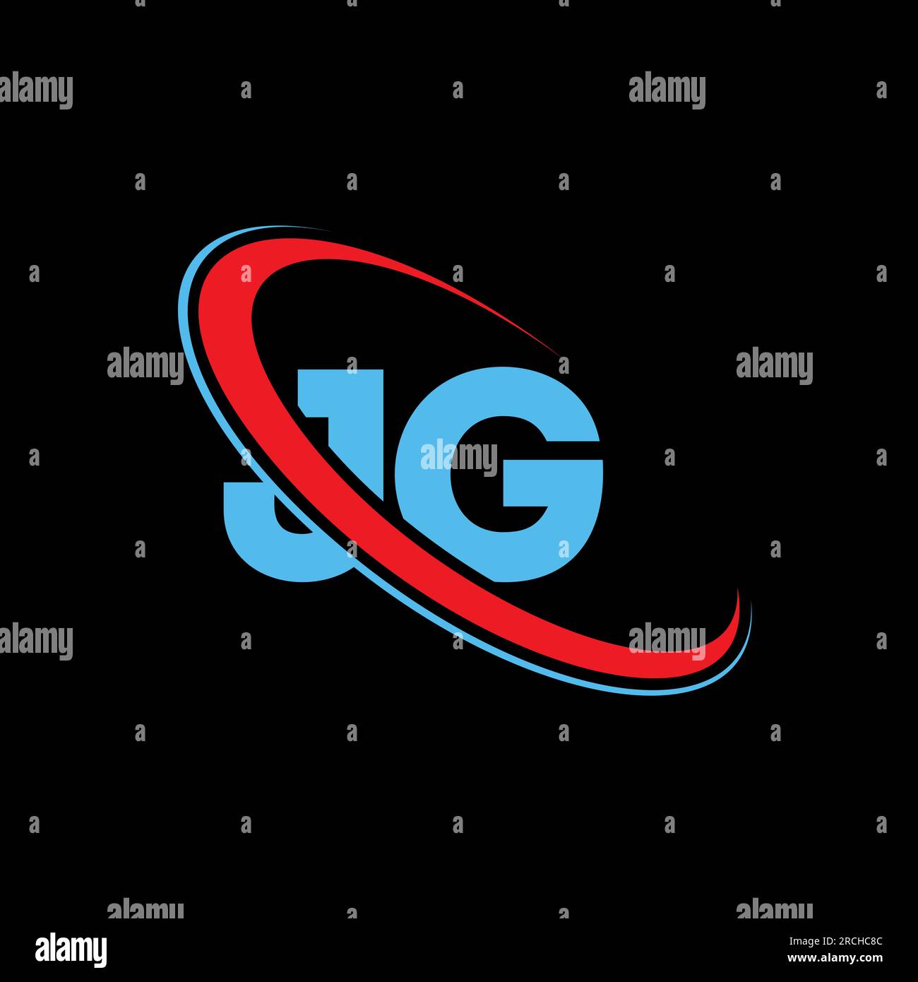 Logo JG J G lettre. Lettre initiale JG cercle lié supercase monogramme logo rouge et bleu. Logo JG, conception JG Illustration de Vecteur