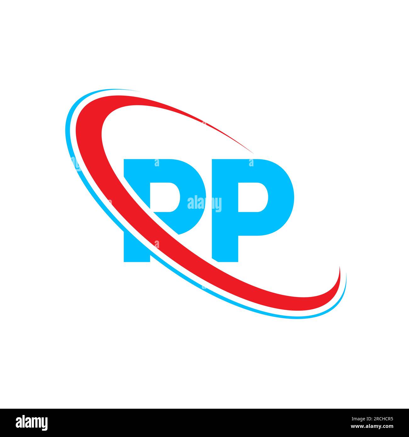 Logo lettre PP P P. Lettre initiale PP cercle lié majuscule monogramme logo rouge et bleu. Logo PP, conception P P. Illustration de Vecteur