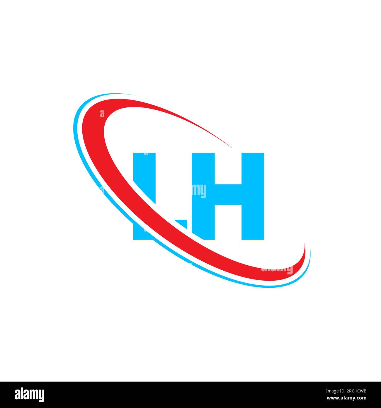 Logo LH L H avec lettre. Lettre initiale LH cercle lié au monogramme logo rouge et bleu. Logo LH, design L H. Illustration de Vecteur