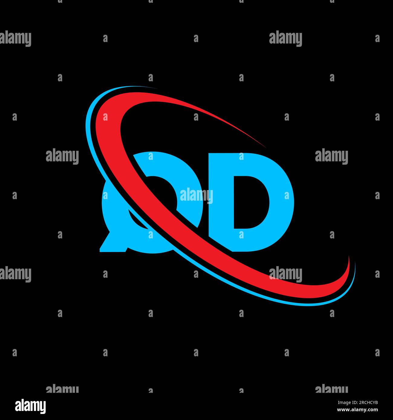 Design de logo de lettre QD Q D. Lettre initiale QD cercle lié majuscule monogramme logo rouge et bleu. Logo QD, conception Q D. qd, q d Illustration de Vecteur