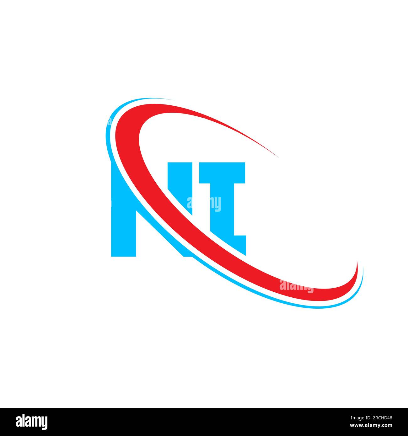 Logo NI N I lettre. Lettre initiale ni Linked Circle upercase Monogram logo rouge et bleu. Logo NI, N I design Illustration de Vecteur