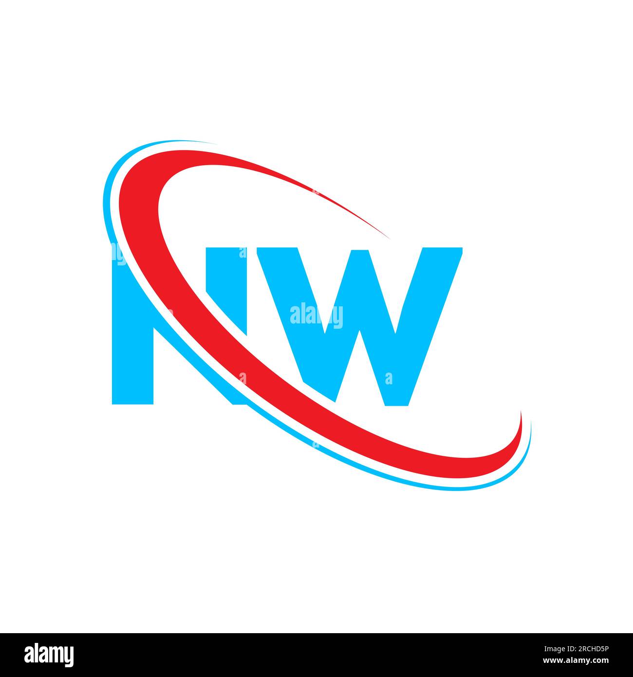 Logo NW N W lettre. Lettre initiale NW cercle supercase monogramme logo rouge et bleu. Logo NW, motif N W. Illustration de Vecteur