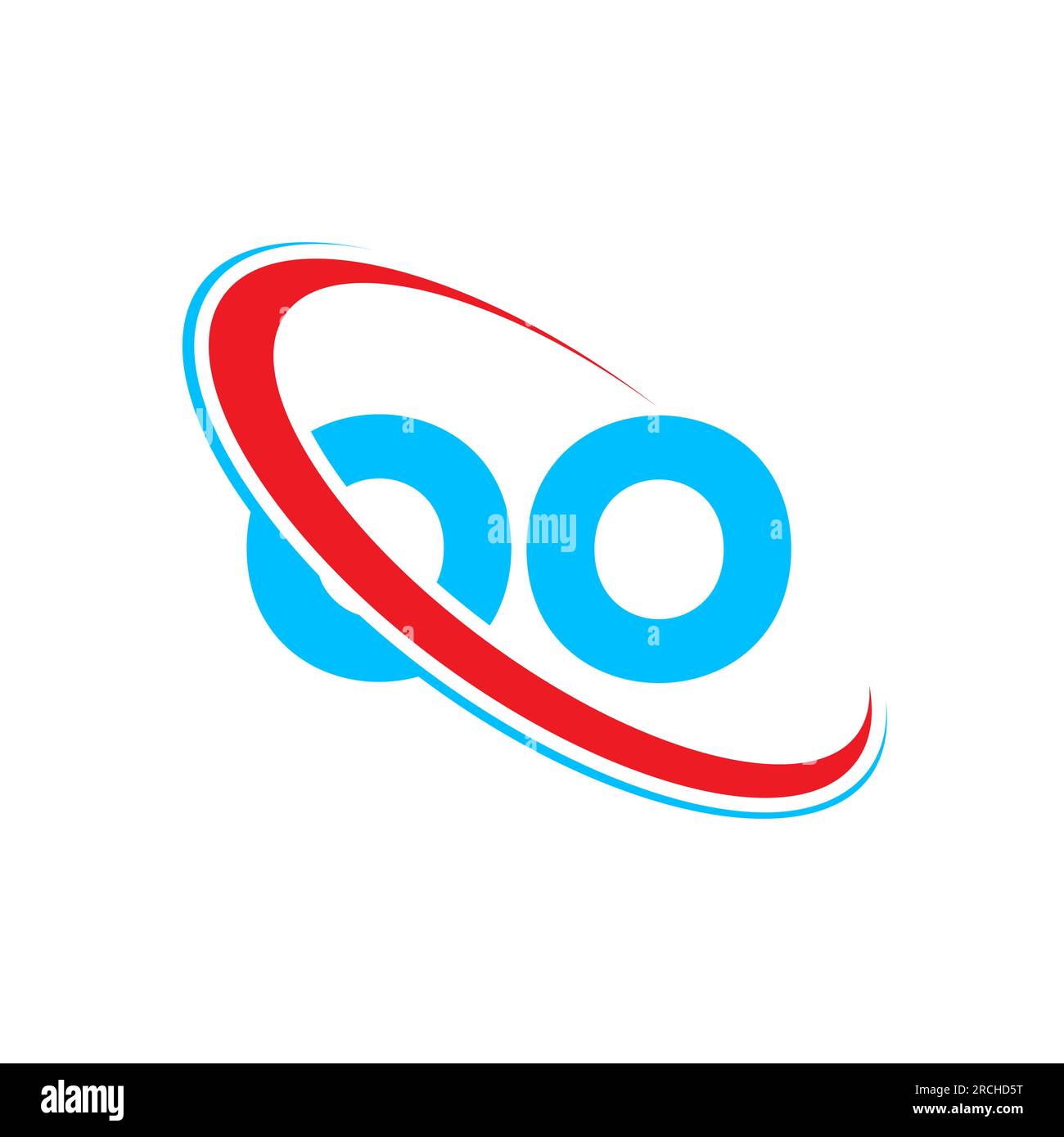 Logo OO O O O lettre. Lettre initiale OO cercle supercase logo monogramme rouge et bleu. Logo OO, O O design Illustration de Vecteur