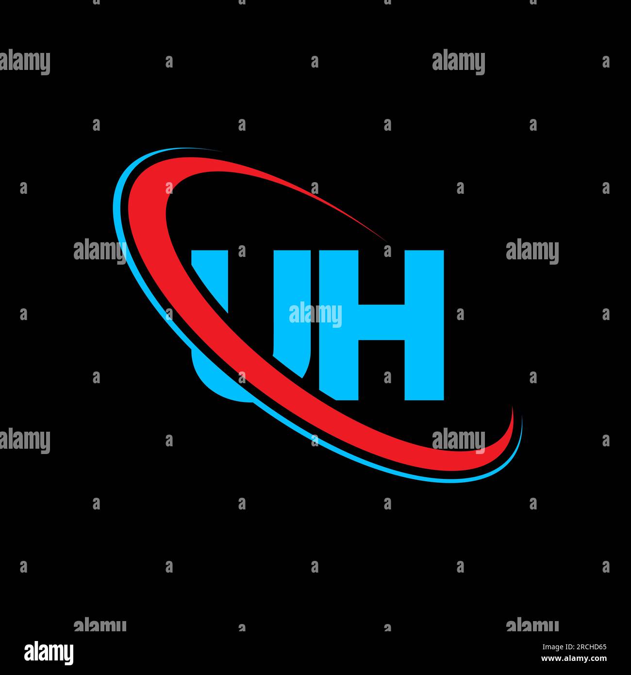 Logo UH U H lettre. Lettre initiale UH cercle lié majuscule monogramme logo rouge et bleu. Logo UH, design U H. uh, u h Illustration de Vecteur