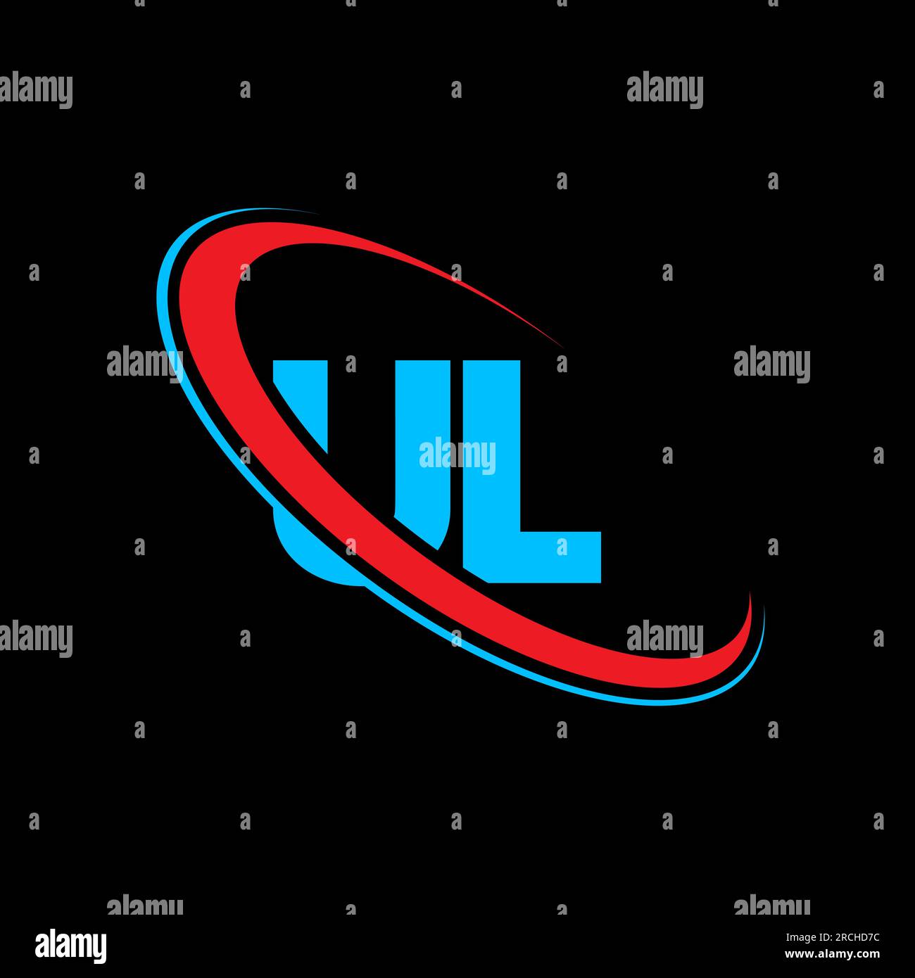 Logo UL U L lettre. Lettre initiale UL cercle lié majuscule monogramme logo rouge et bleu. Logo UL, conception U L. ul, u l Illustration de Vecteur