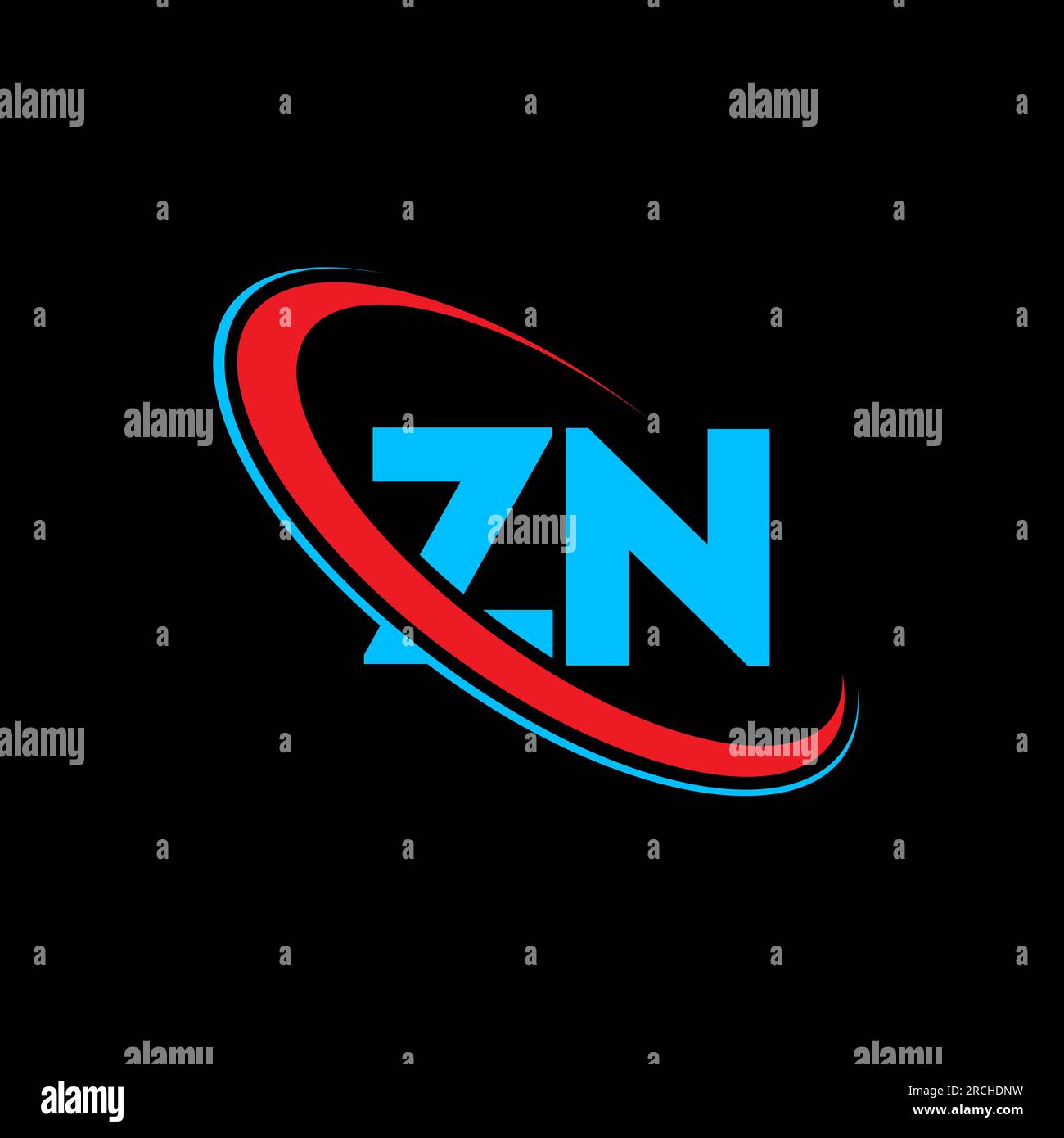 Logo ZN Z N lettre. Lettre initiale ZN cercle lié majuscule monogramme logo rouge et bleu. Logo ZN, conception Z N. zn, z n Illustration de Vecteur