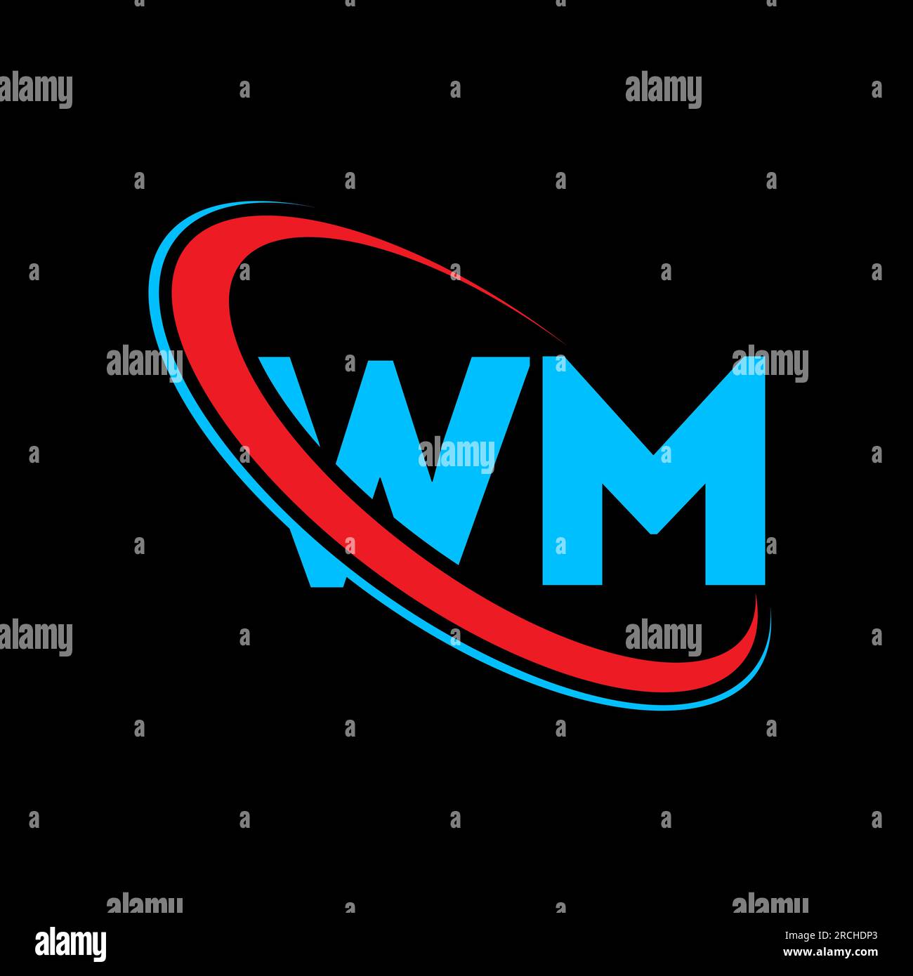 Logo WM W M lettre. Lettre initiale WM cercle lié majuscule monogramme logo rouge et bleu. Logo WM, design W M. wm, w m Illustration de Vecteur