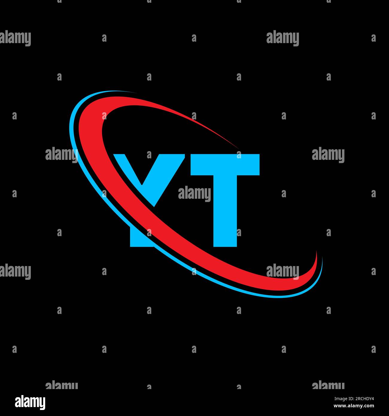Conception de logo de lettre YT y T. Lettre initiale YT cercle lié majuscule monogramme logo rouge et bleu. Logo YT, conception y T. yt, y t Illustration de Vecteur