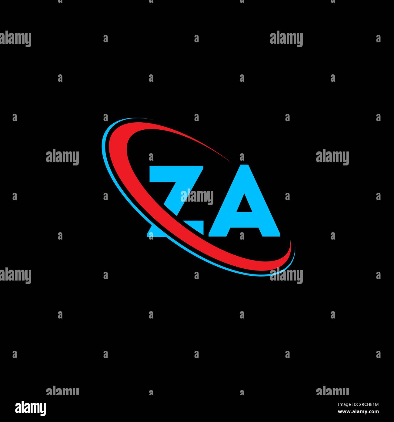 ZA Z logo lettre. Lettre initiale ZA cercle lié majuscule monogramme logo rouge et bleu. Logo ZA, Z A design. za, z a Illustration de Vecteur
