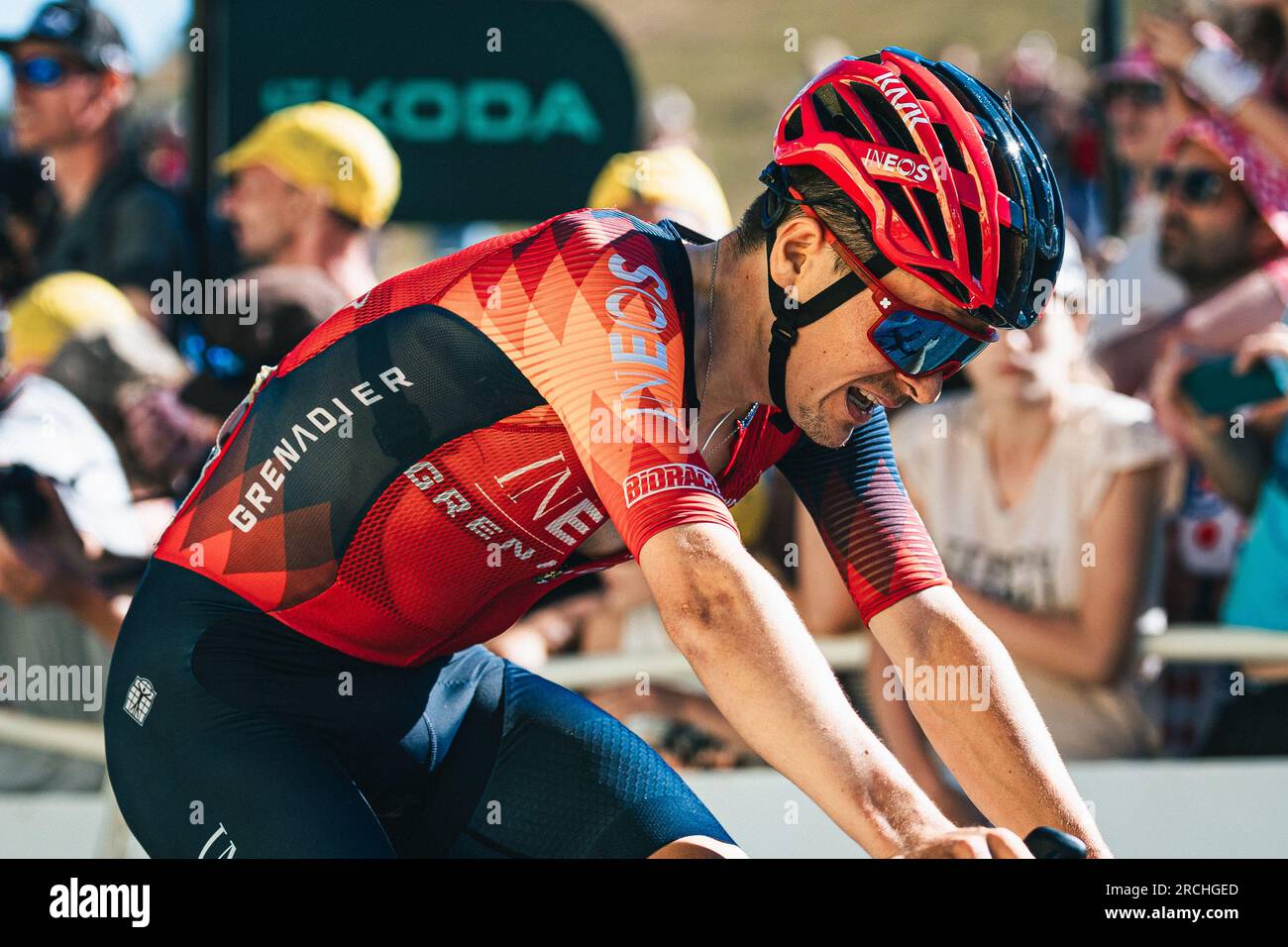 France. 14 juillet 2023. Photo Alex Whitehead/SWpix.com - 14/07/2023 - Cyclisme - Tour de France 2023 - étape 13 : Châtillon-sur-Chalaronne à Grand Colombier (137.8km) - Tom Pidcock d'INEOS Grenadiers crédit : SWpix/Alamy Live News Banque D'Images