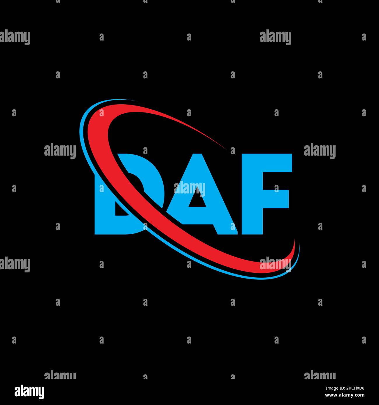 Logo DAF. Lettre DAF. Logo DAF lettre. Initiales DAF logo liées à un cercle et logo monogramme majuscule. Typographie DAF pour la technologie, les entreprises Illustration de Vecteur