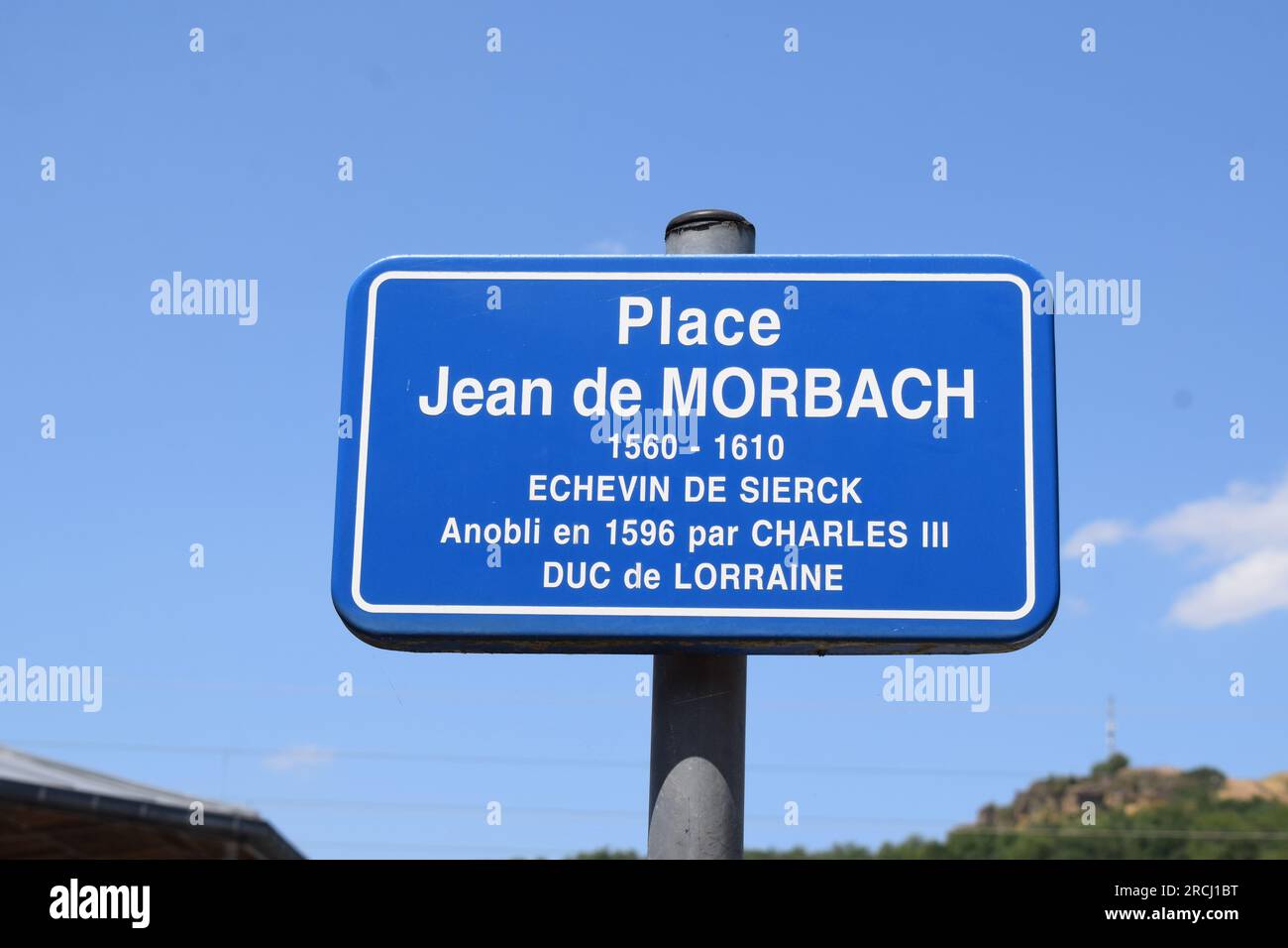 Panneau rue, place Jean de Morbach Banque D'Images