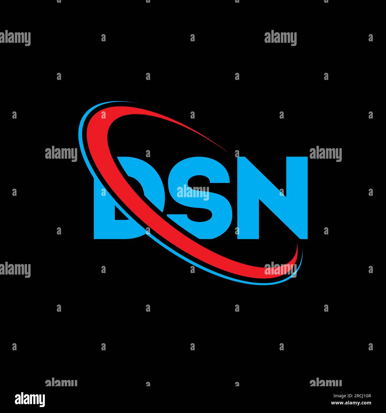 Logo DSN. Lettre DSN. Logo de la lettre DSN. Initiales DSN logo lié avec cercle et logo monogramme majuscule. Typographie DSN pour la technologie, les entreprises Illustration de Vecteur