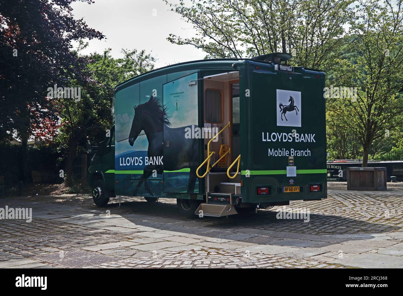 Fourgon mobile bancaire Lloyds, Hebden Bridge Banque D'Images