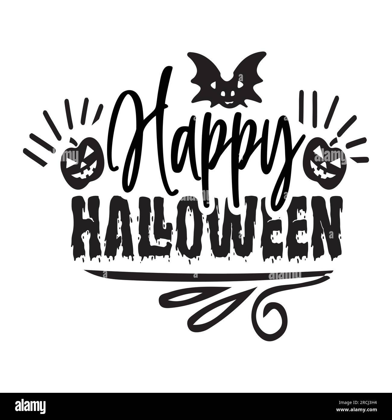 Modèle d'impression de chemise d'Halloween heureux, Witch Bat Cat Scary House Vert foncé Riper Boo Squad grave Pumpkin Skeleton Spooky Trick ou Treat Illustration de Vecteur
