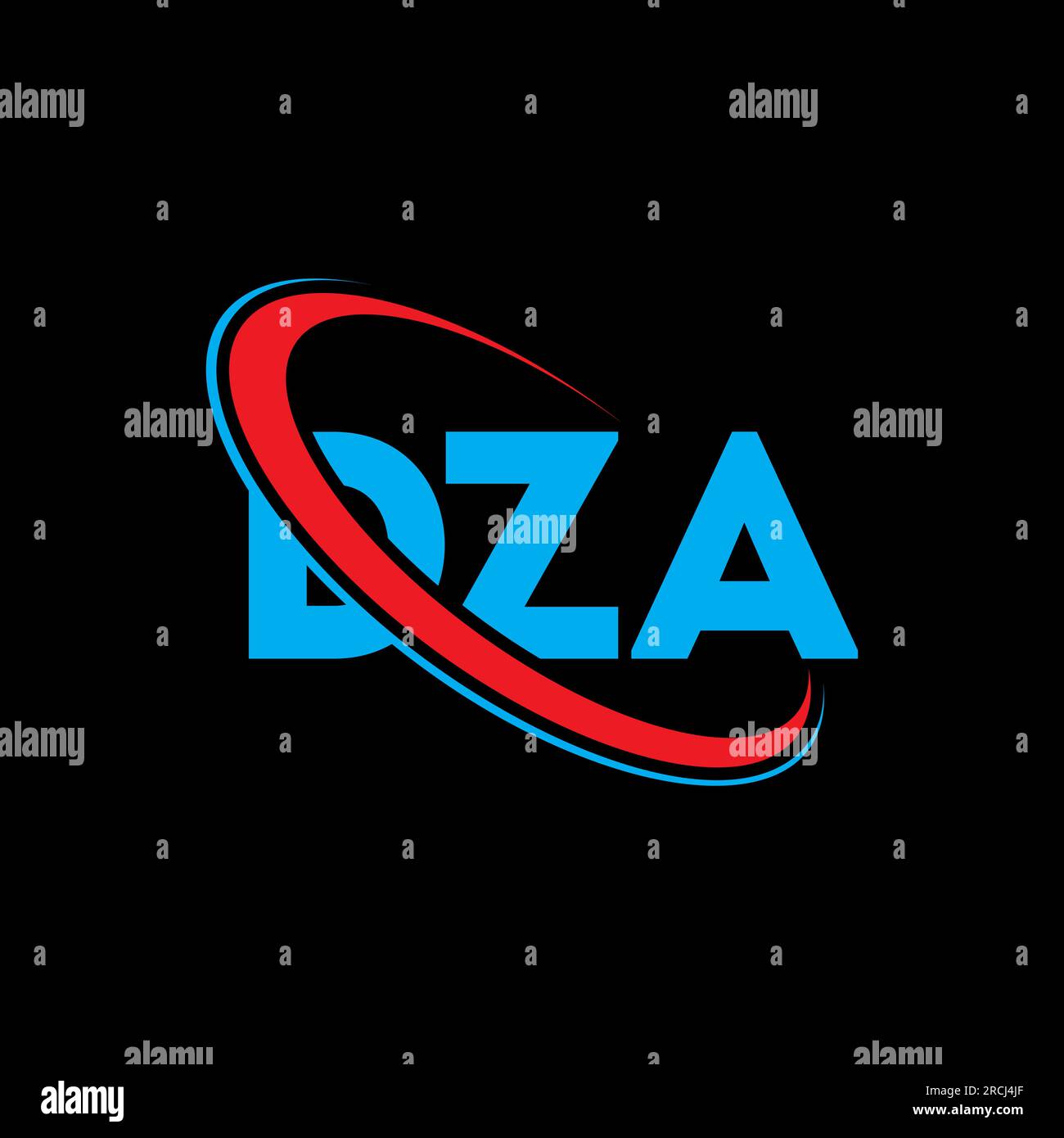 Logo DZA. Lettre DZA. Logo de la lettre DZA. Initiales logo DZA lié à un cercle et logo monogramme majuscule. Typographie DZA pour la technologie, les entreprises Illustration de Vecteur