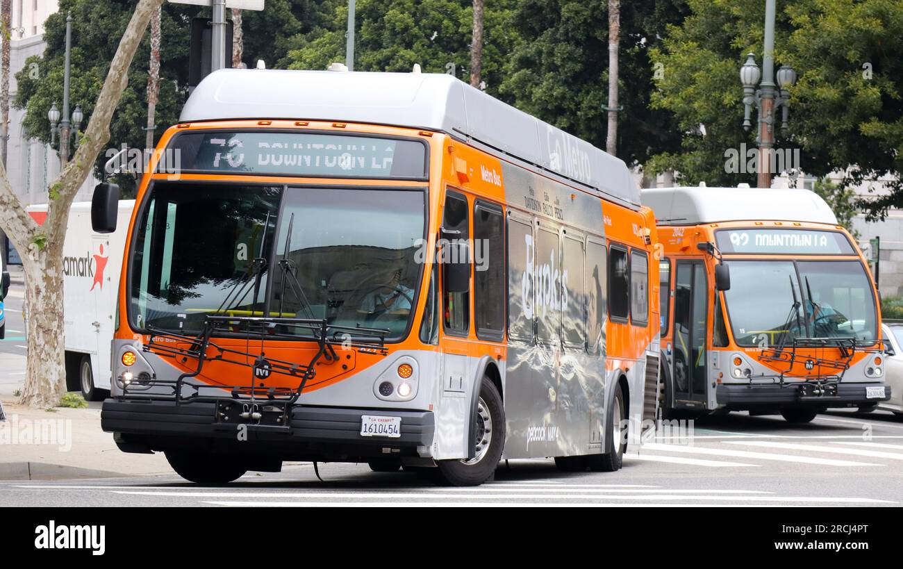 Los Angeles, Californie : LA Metro bus Transit, public transport of Los Angeles County (MTA - LA County Metropolitan Transit Authority) Banque D'Images