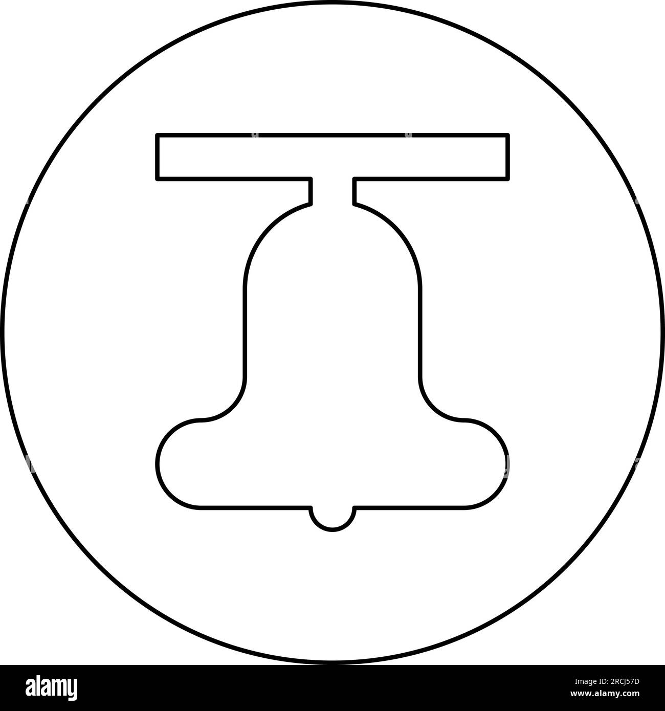Église Bell Beam concept campanile beffroi icône en cercle rond couleur noire illustration vectorielle image contour contour ligne mince style simple Illustration de Vecteur