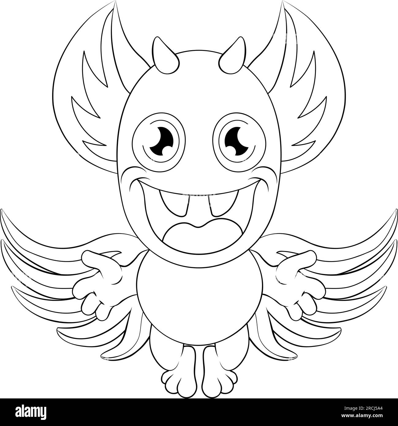 Monstre Alien Cute Cartoon drôle personnage Mascot Illustration de Vecteur