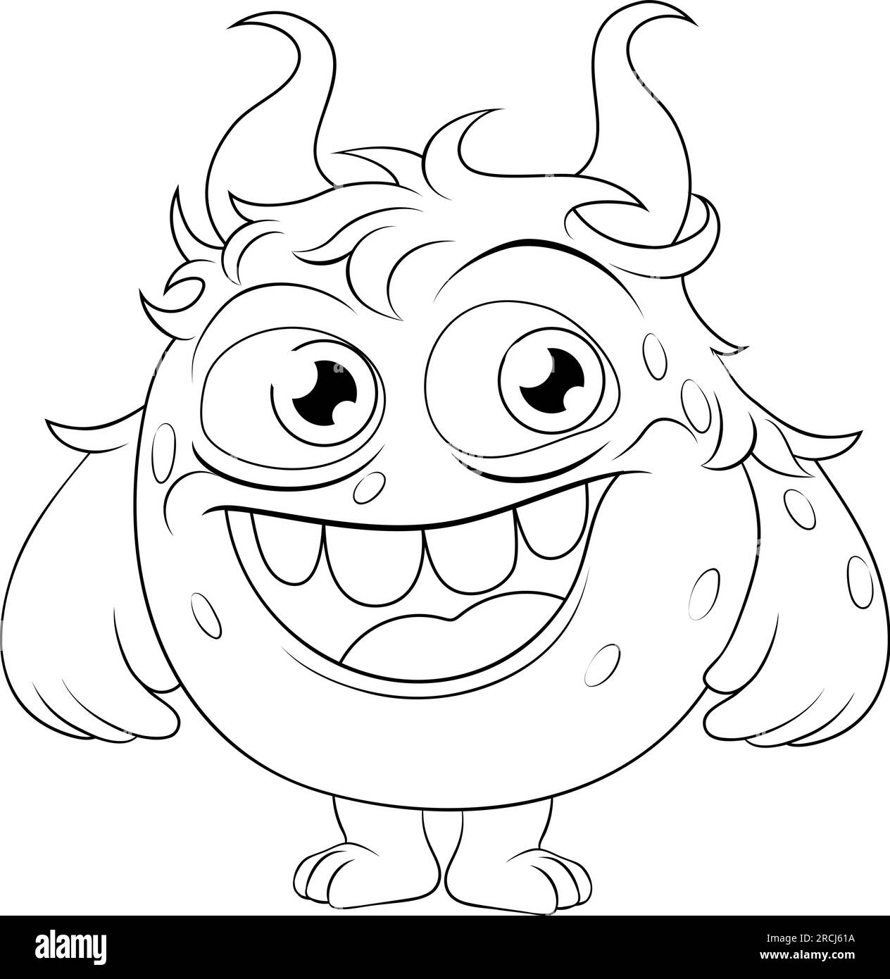 Monstre Alien Cute Cartoon drôle personnage Mascot Illustration de Vecteur