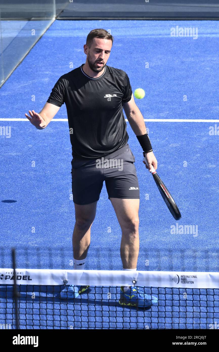Rome, Italie. 14 juillet 2023. Lucho Capra (ARG) lors du QF de la BNL Italie Major Premier Padel à Foro Italico, le 14 juillet 2023 Rome, Italie crédit : Independent photo Agency/Alamy Live News Banque D'Images
