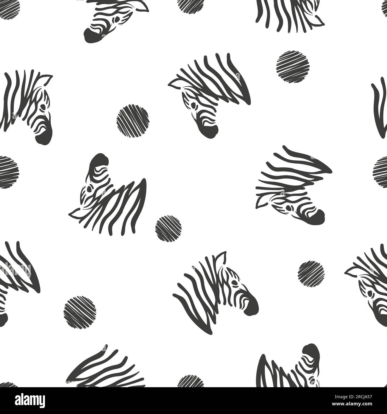 Motif noir et blanc sans couture avec têtes de zèbre. Illustration de Vecteur