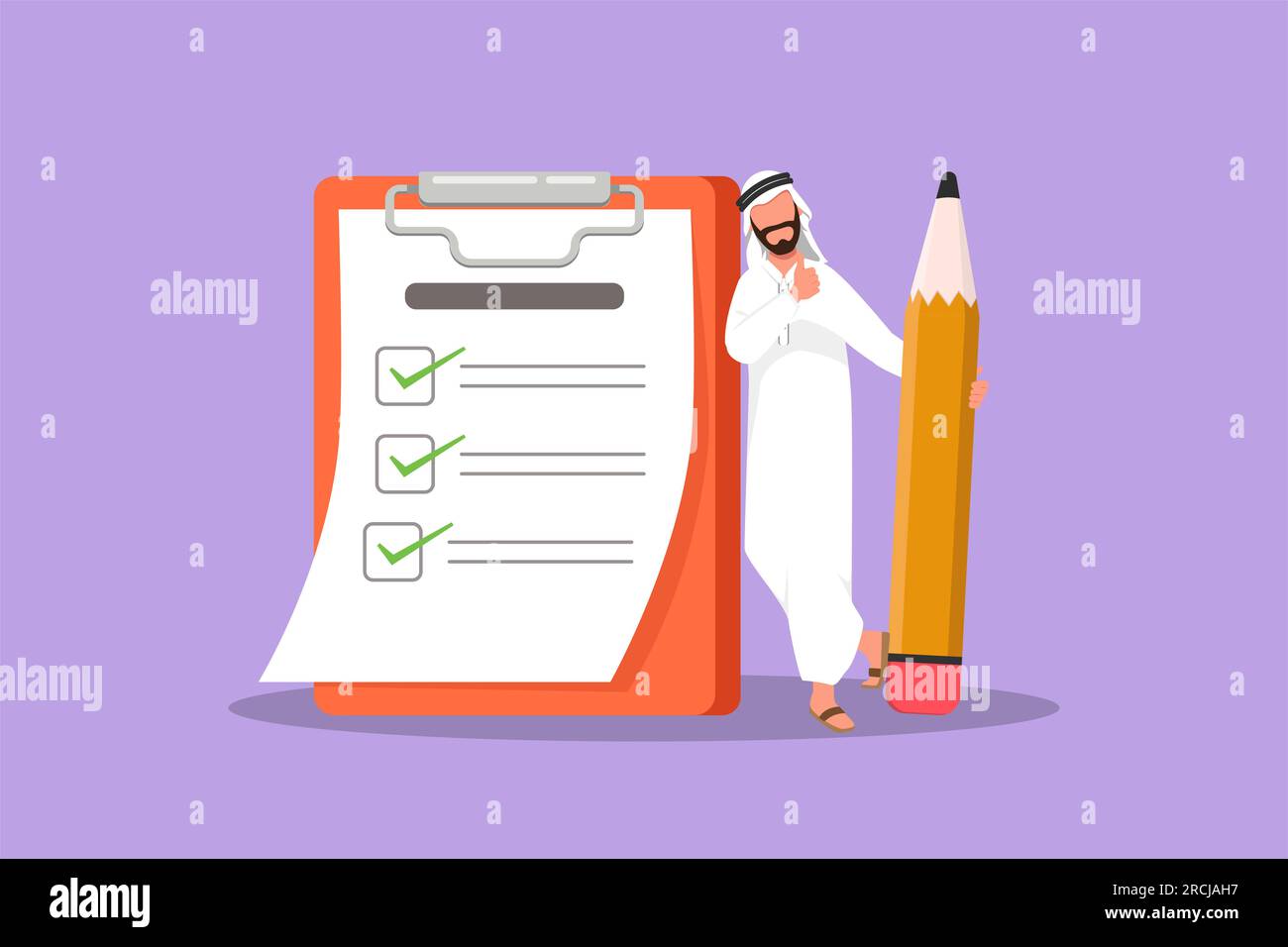 Dessin de style plat de dessin animé homme d'affaires arabe tenant un ...