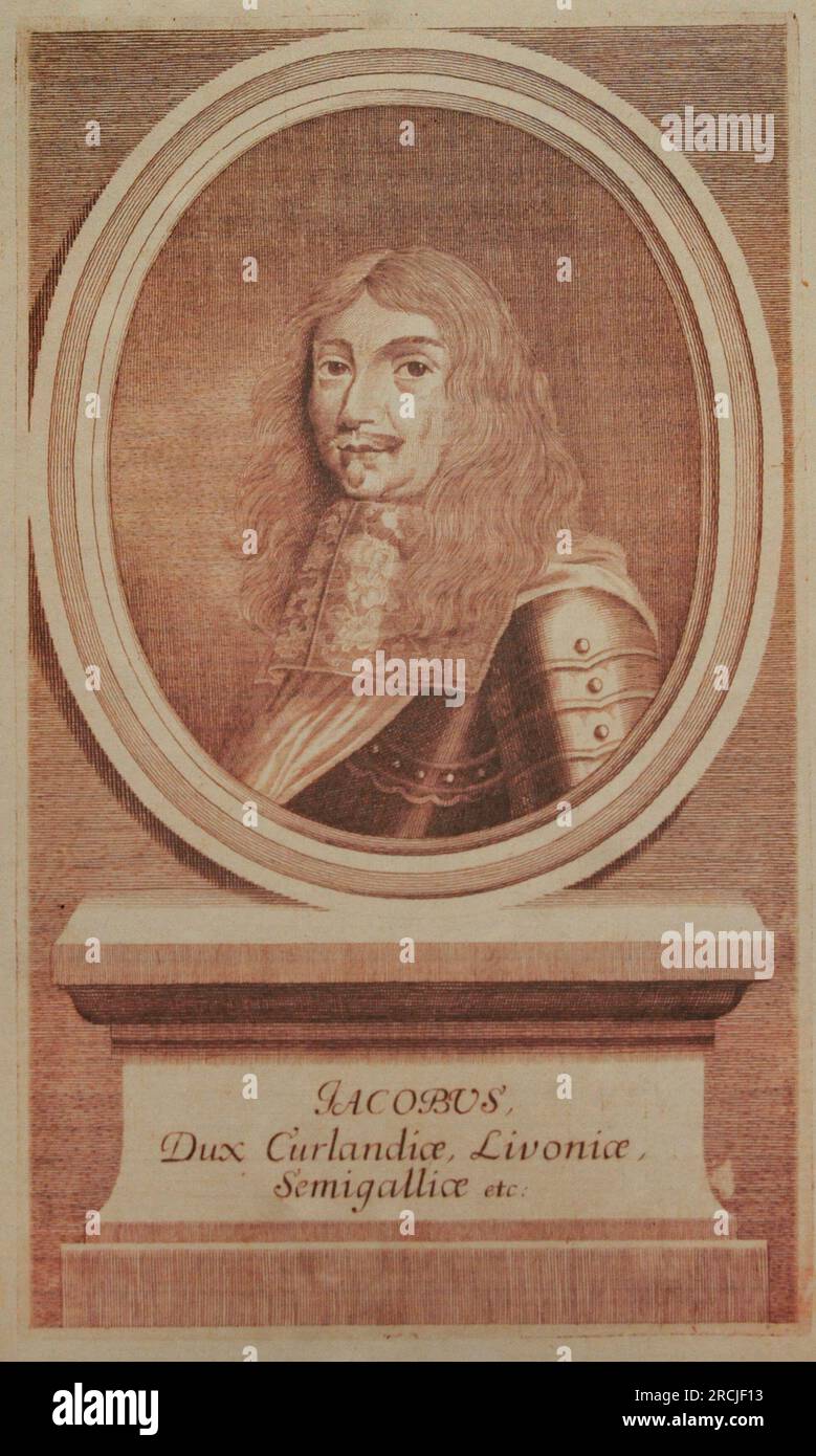 Jacob Kettler (1610-1682) 3e duc de Curland et Semigallia (1642-1682). Portrait. Gravure. 17e siècle. Banque D'Images