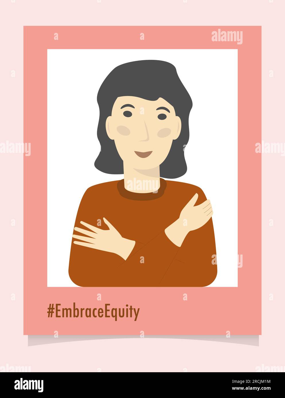 Portrait de personne #EmbraceEquity Donnez à l'équité une énorme adhésion. Journée internationale de la femme 2023 embrasser l'équité. L'égalité des chances ne suffit plus Illustration de Vecteur