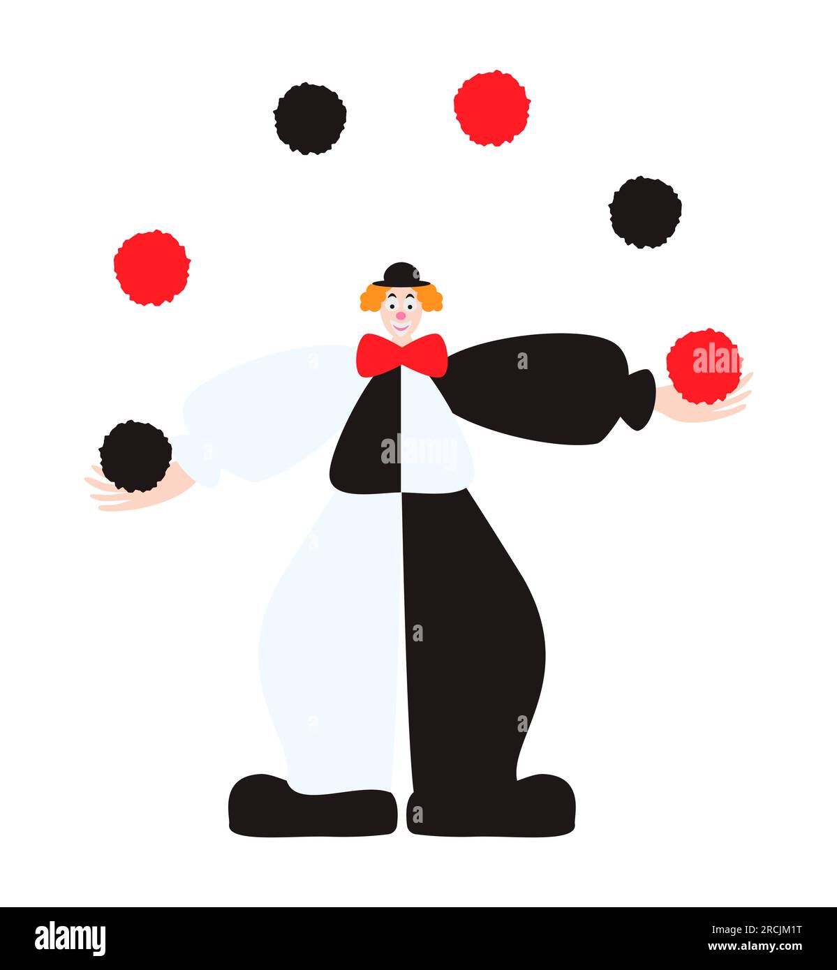 Clown jongleur. Illustration d'artiste de cirque vue de face élément de conception isolé sur fond blanc illustration vectorielle Illustration de Vecteur