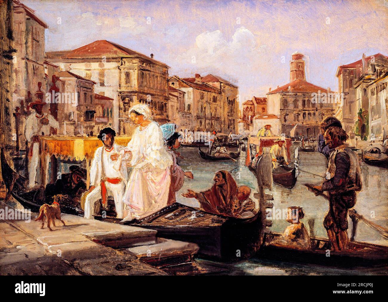 Descente d'une gondole à Venise par Wilhelm Marstrand Banque D'Images