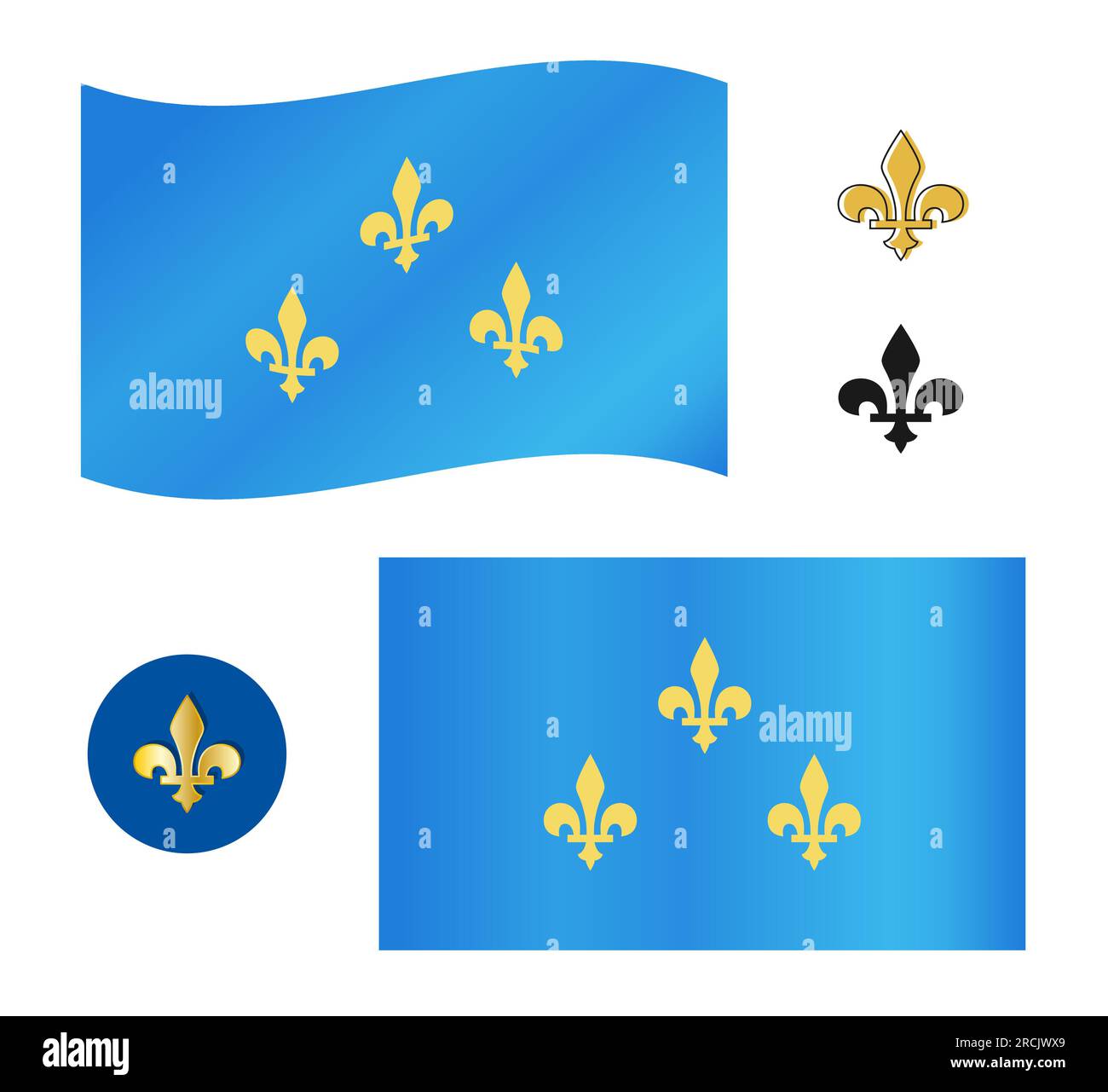 Bannières bleues avec le symbole or Fleur-de-lis de la dynastie Bourbon ...