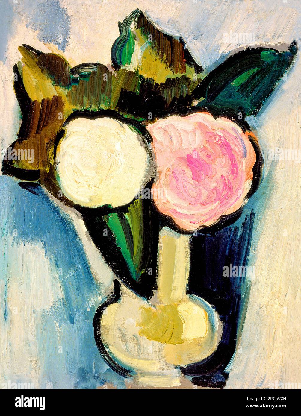 Fleurs roses et blanches dans un vase peinture en haute résolution par Marsden Hartley. Original de la Smithsonian institution. Banque D'Images