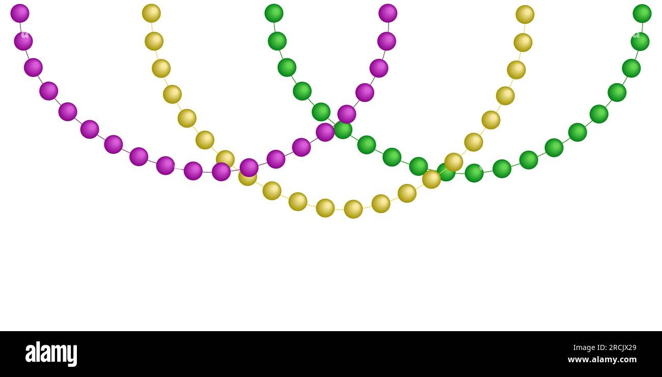 Perles Mardi gras. Élément de conception décoratif coloré de carnaval Illustration vectorielle isolée sur fond blanc. Illustration de Vecteur