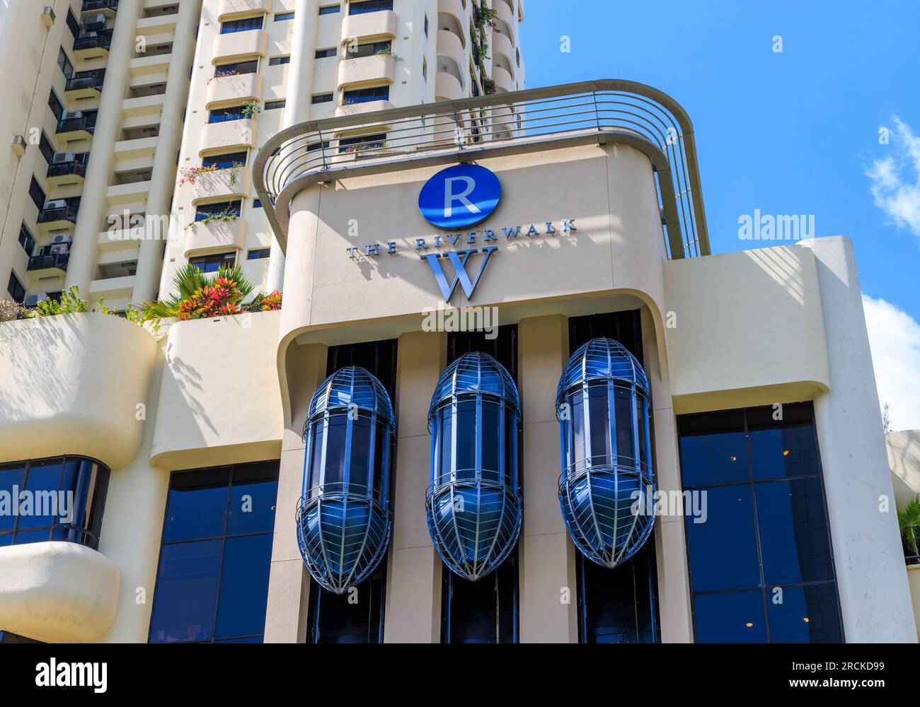 Riverwalk Apartments, Boat Quay, Singapour Banque D'Images