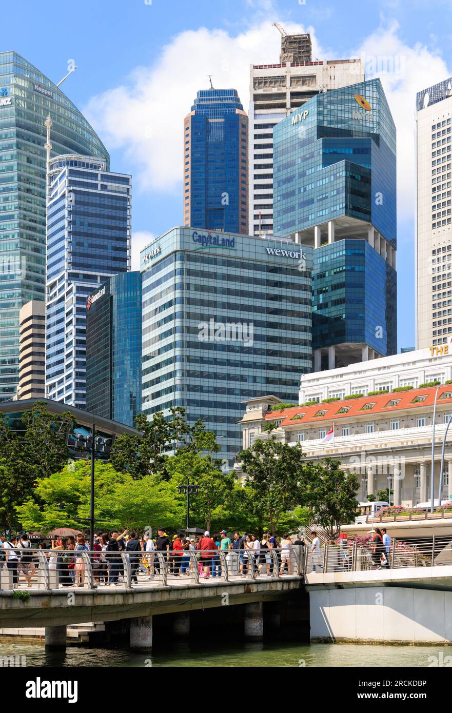 Merlion Park, Marina Bay, Singapour Banque D'Images