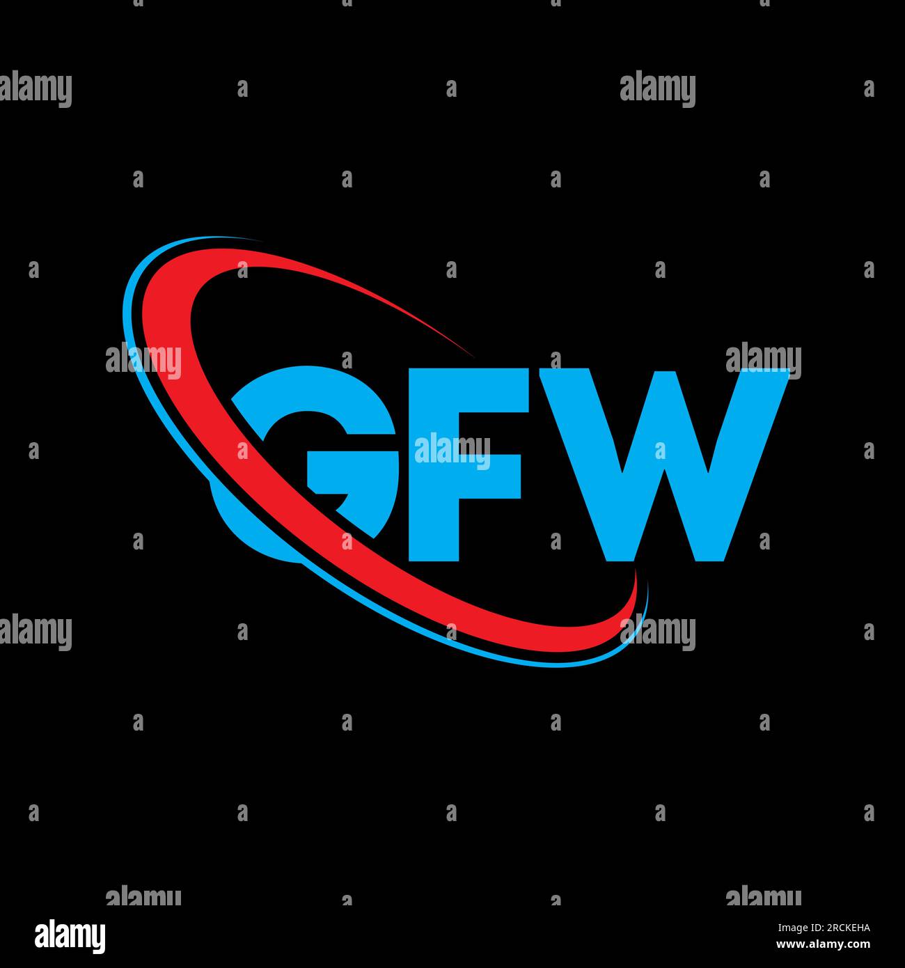 Logo GFW. Lettre GFW. Logo de lettre GFW. Initiales logo GFW lié à un cercle et logo monogramme majuscule. Typographie GFW pour la technologie, les entreprises Illustration de Vecteur