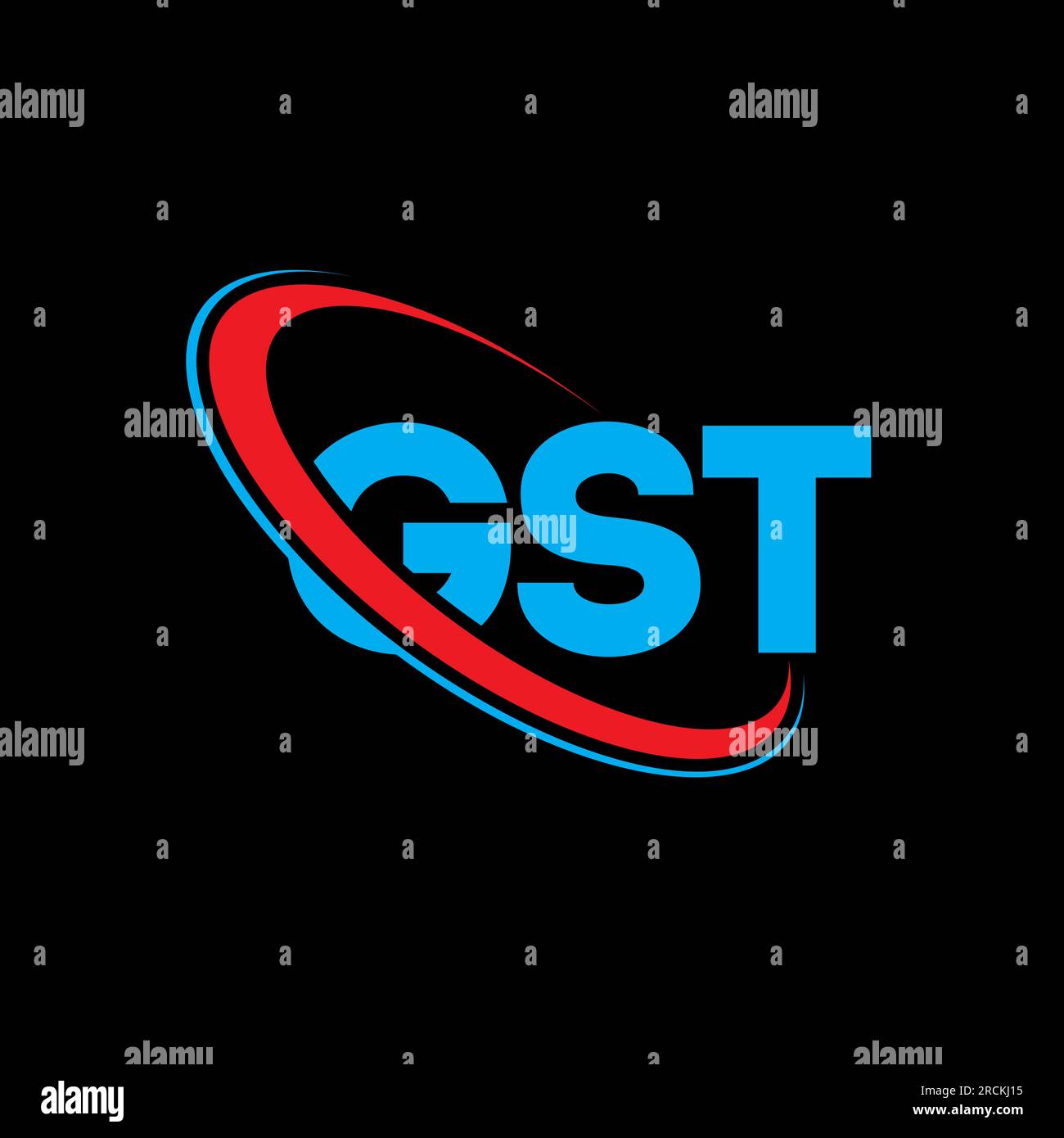 Logo GST. Lettre relative à la TPS. Logo de lettre GST. Initiales logo GST lié à un cercle et logo monogramme majuscule. Typographie GST pour la technologie, les entreprises Illustration de Vecteur