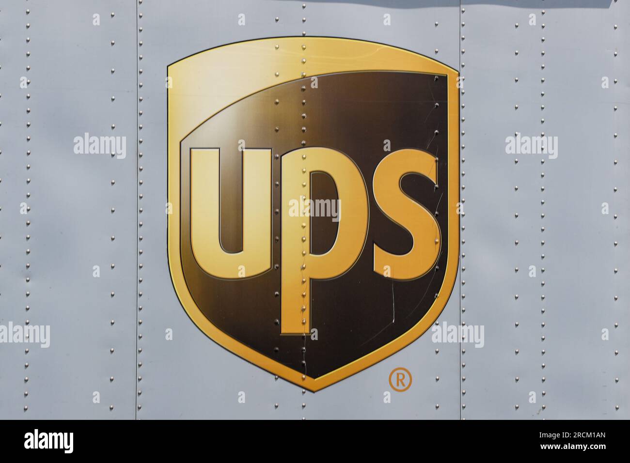 Northumberland, États-Unis. 15 juillet 2023. Le logo UPS est visible sur une remorque au centre d'assistance clientèle UPS près de Northumberland, Pennsylvanie, le 15 juillet 2023. (Photo de Paul Weaver/Sipa USA) crédit : SIPA USA/Alamy Live News Banque D'Images