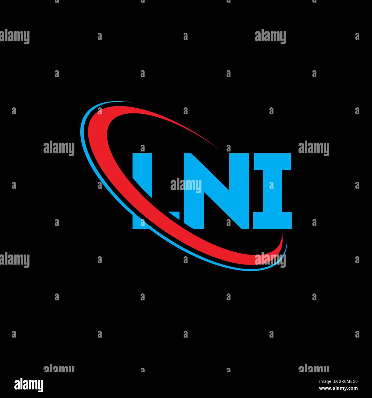 Logo LNI. Lettre LNI. Logo de la lettre LNI. Initiales LNI logo lié avec cercle et logo monogramme majuscule. Typographie LNI pour la technologie, les entreprises Illustration de Vecteur