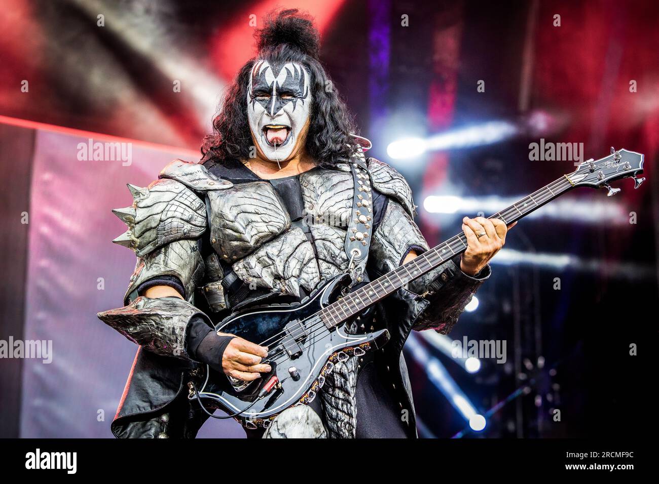 Kiss joue en direct lors de leur dernier concert européen à Tonsberg, Norvège, le 15 juillet 2023 Banque D'Images