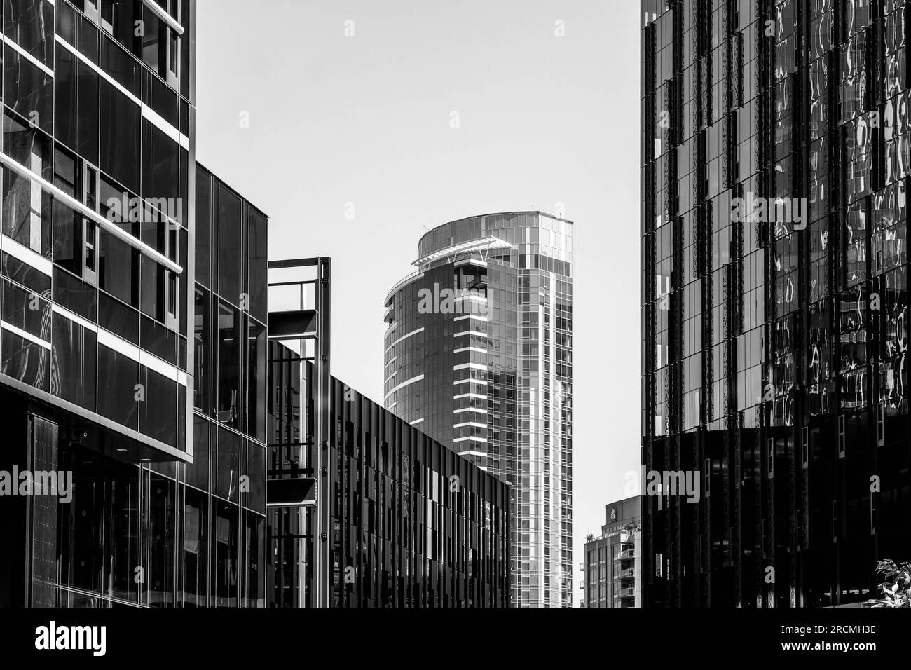 Bâtiments modernes avec verre brillant dans le centre-ville de Seattle Banque D'Images