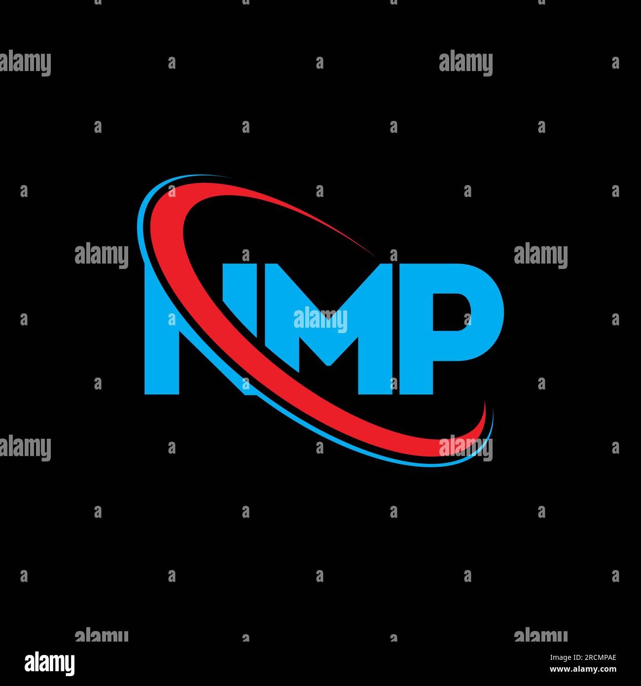 Logo NMP. Lettre NMP. Logo de lettre NMP. Initiales logo NMP lié à un cercle et logo monogramme majuscule. Typographie NMP pour la technologie, les entreprises Illustration de Vecteur