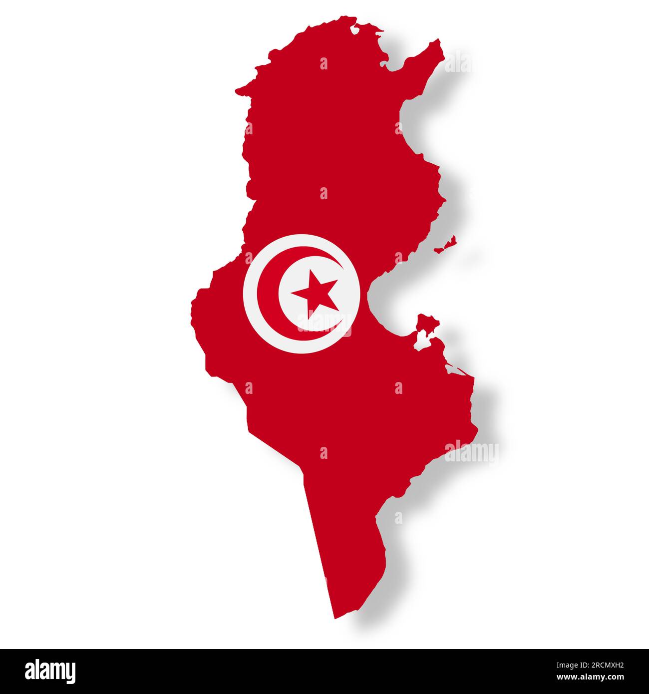 Carte du drapeau de Tunisie avec chemin de détourage illustration 3D. Banque D'Images