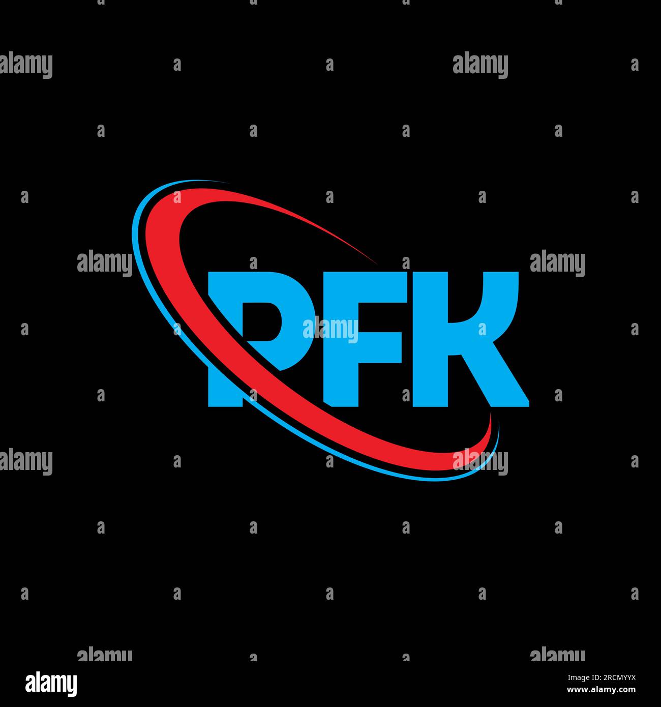 Logo PFK. Lettre PFK. Logo de lettre PFK. Initiales PFK logo lié avec cercle et logo monogramme majuscule. Typographie PFK pour la technologie, les entreprises Illustration de Vecteur
